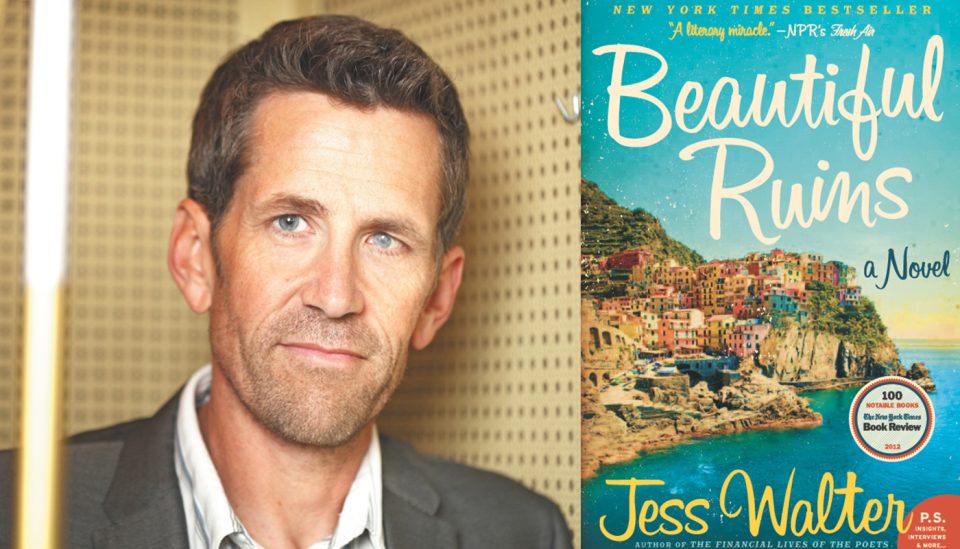 Author Jess Walter and the cover of his book "Beautiful Ruins"