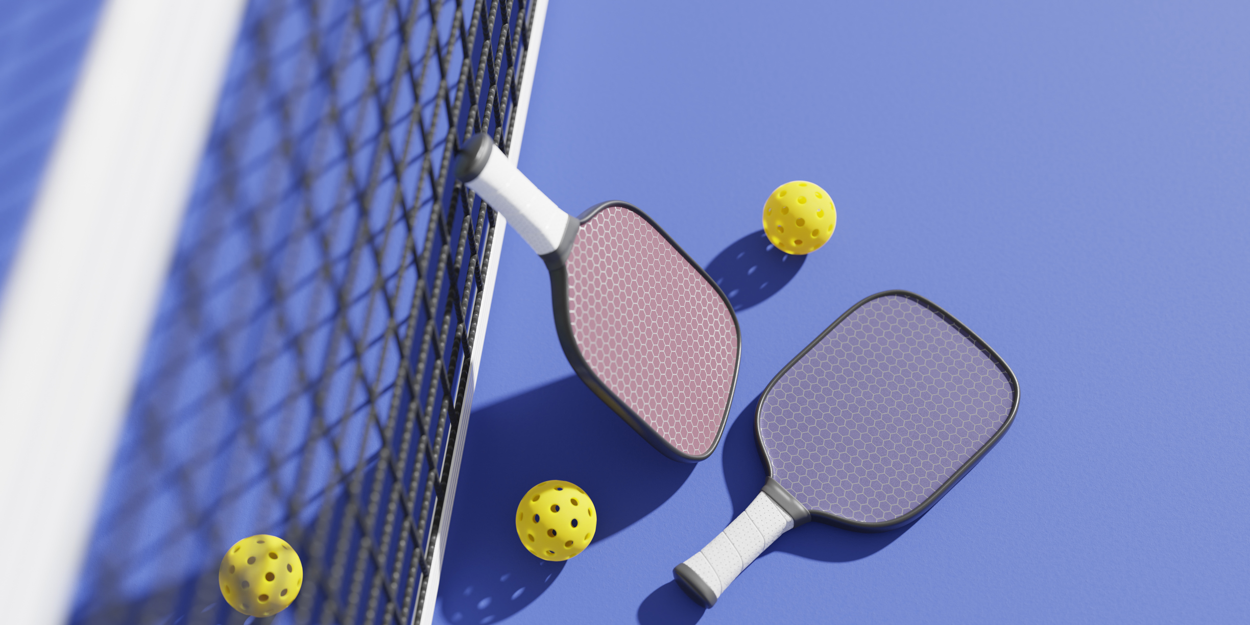 Pickleball set with rackets, balls, and net